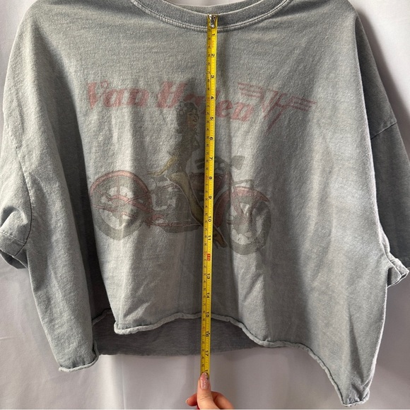 Van Halen Boxy Cropped Tee with Pin-Up Motorcycle Graphic S/M - Picture 9 of 10